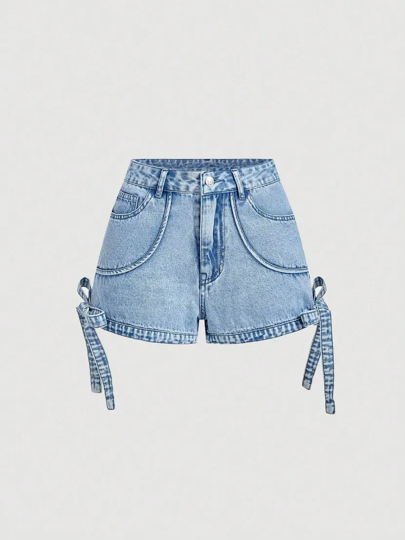 Casual Womens Denim Shorts Slim Fit Drawstring Design Versatile Style Perfect for Summer Ready t