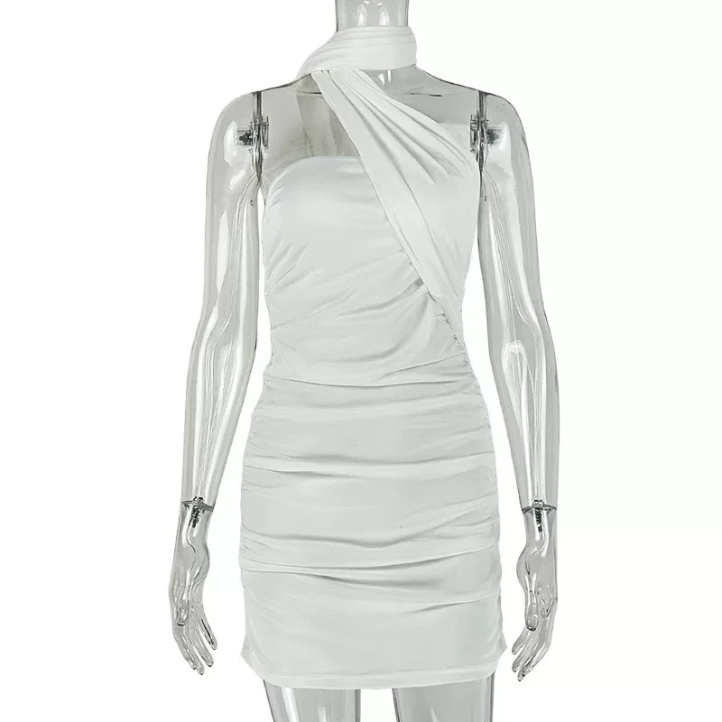 Bodycon Dress Halter Neck Ruched Elegant Fit Fashionable Design for Parties and Events Wholesale