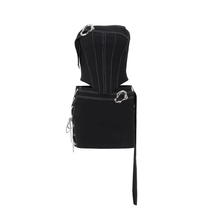 Womens Sexy Strapless Asymmetrical Top Slim Fit Trendy American Street Style Matching Bodycon Mi