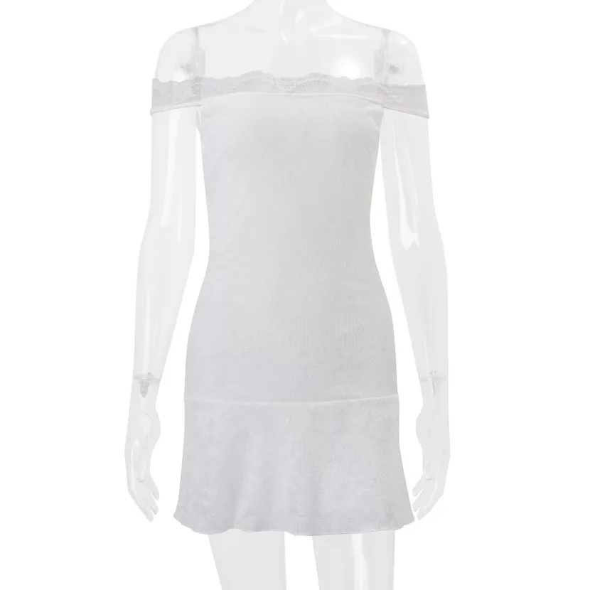Off Shoulder Lace Trim Bodycon Dress Elegant Slim Fit Summer Style Perfect for Parties and Speci