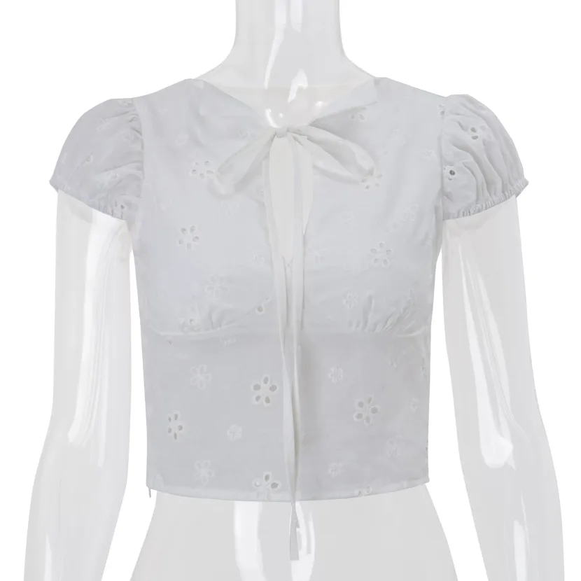 French Style Womens V Neck Short Sleeve Top Sweet Slim Fit Casual Spring Collection Wholesale Av
