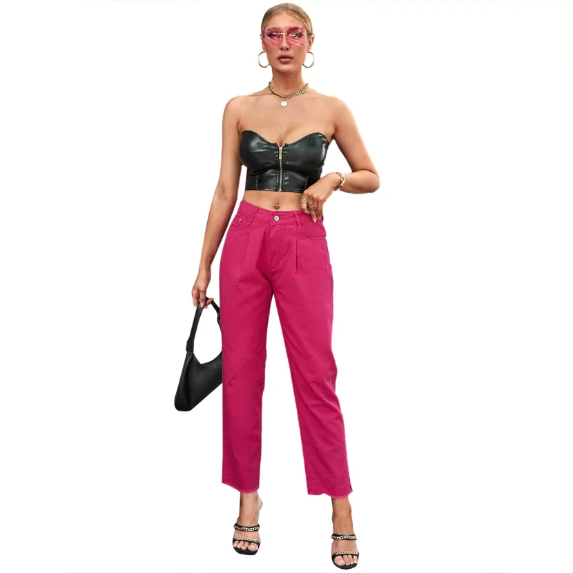 Casual Wide Leg Denim Trousers Fashionable Loose Fit Versatile Style Perfect for Everyday Wear W