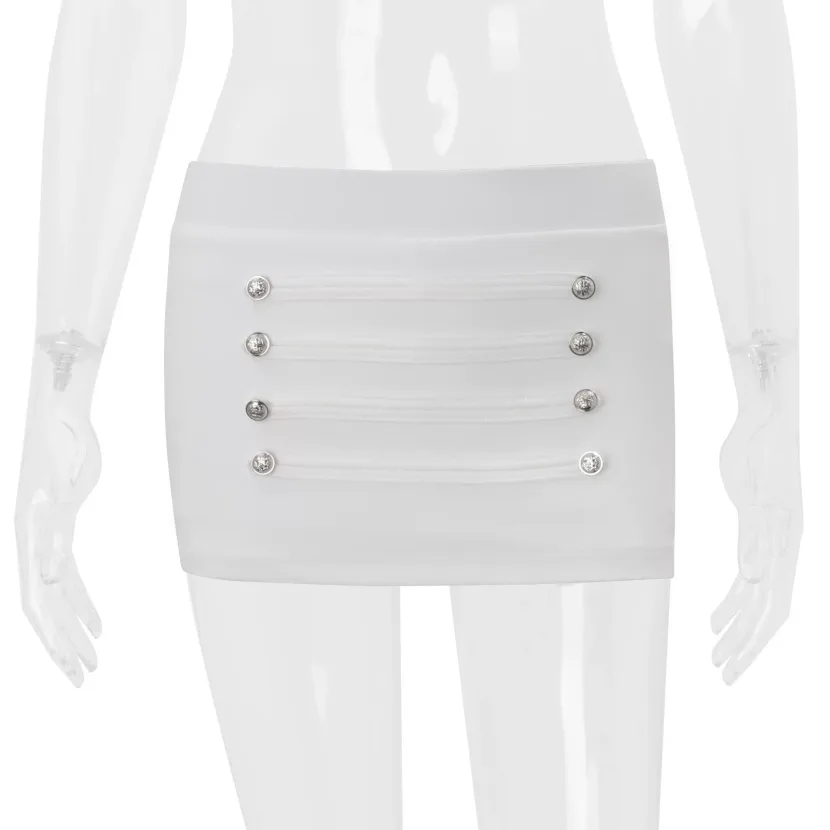 Mini Bodycon Skirt with Studded Details Low Waist Design Summer Fashion Available in White Wholesale Sizes S M L