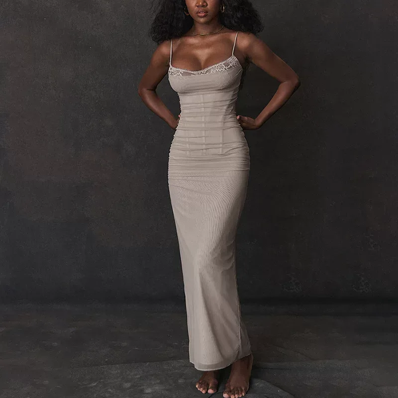 Womens Bodycon Dress Sexy Low Cut Solid Color Slim Fit Elegant Style Perfect for Parties and Eve