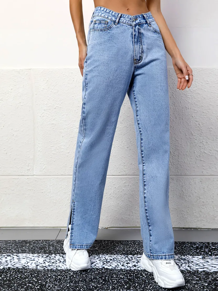 Casual Straight Leg Boyfriend Jeans for Women Fashionable Versatile Comfortable Everyday Wear Wh