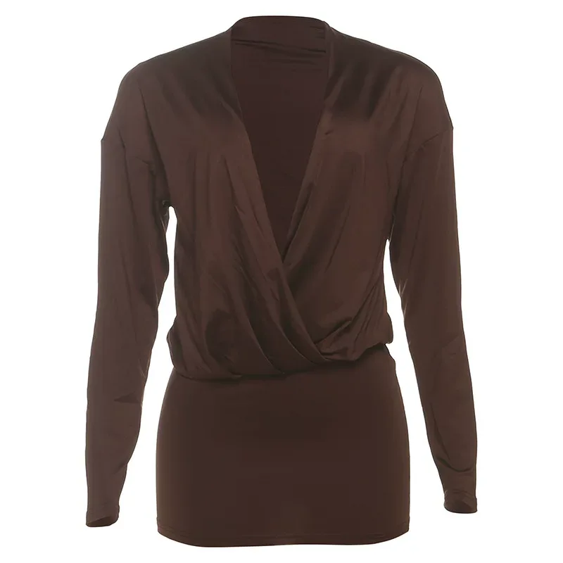 Sexy Bodycon Dress Deep V Neck Long Sleeve Versatile Style Autumn Fashion for Parties Wholesale