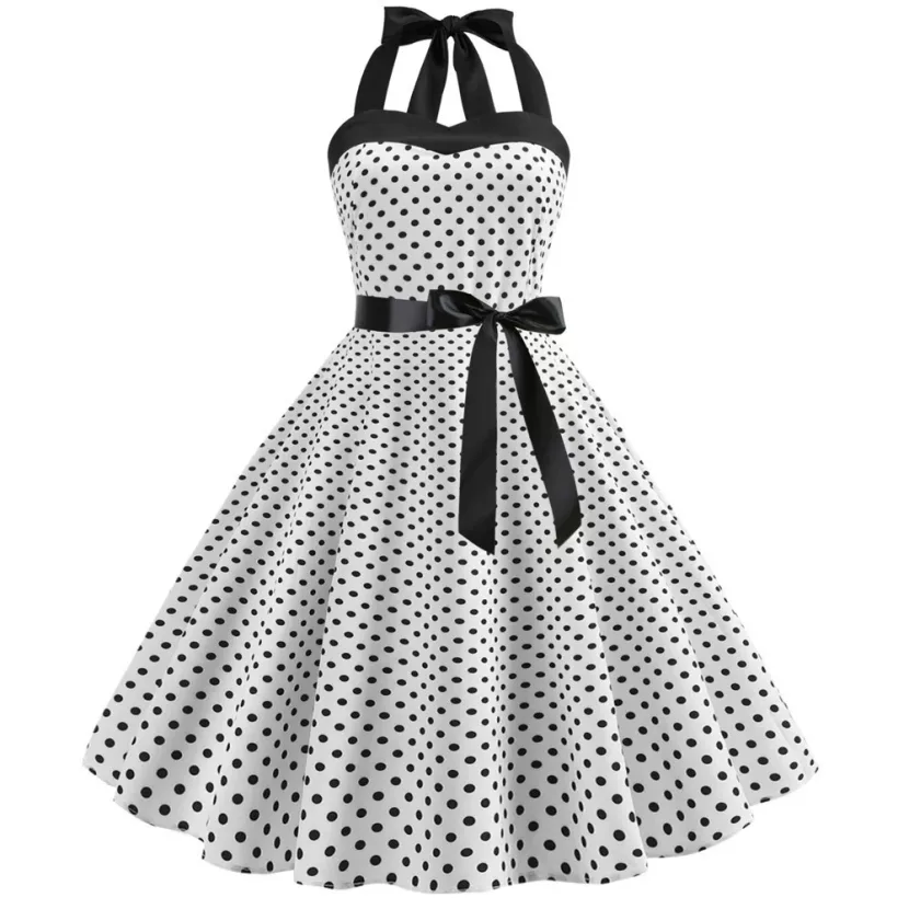 Polka Dot Maxi Dress Strapless Fitted Waist Vintage Style Perfect for Parties and Events Wholesa