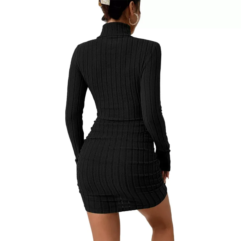 Custom Burgundy Mini Dress Elegant High Neck Versatile Style Spring Summer Fashion Wholesale Ava