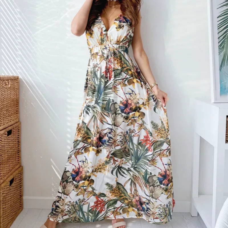 Floral Backless Tie Back Dress Summer Style Lightweight Fabric Elegant Fit Wholesale Available