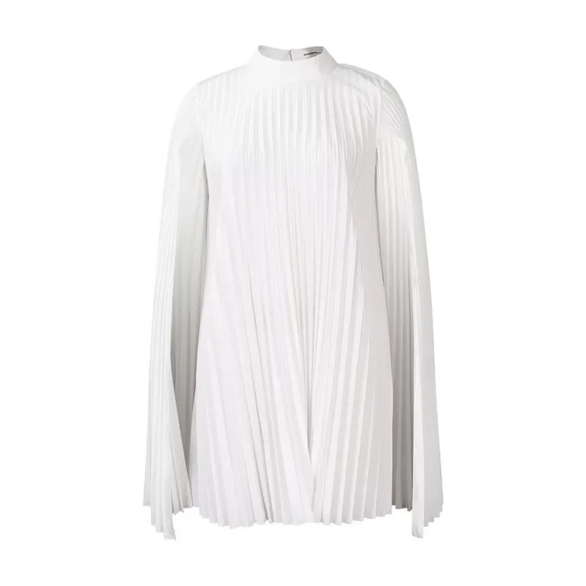 Plus Size Batwing Sleeve Dress Fashionable Loose Fit Pleated Design Elegant Style Spring Collect