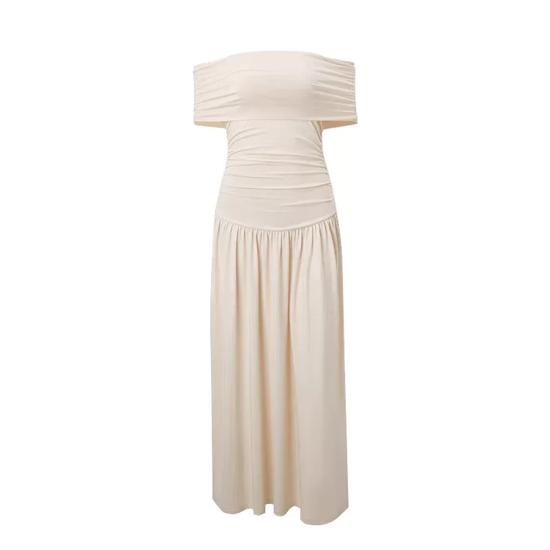 Off Shoulder Bodycon Dress Elegant Sexy Pleated Design Autumn Collection Wholesale Available