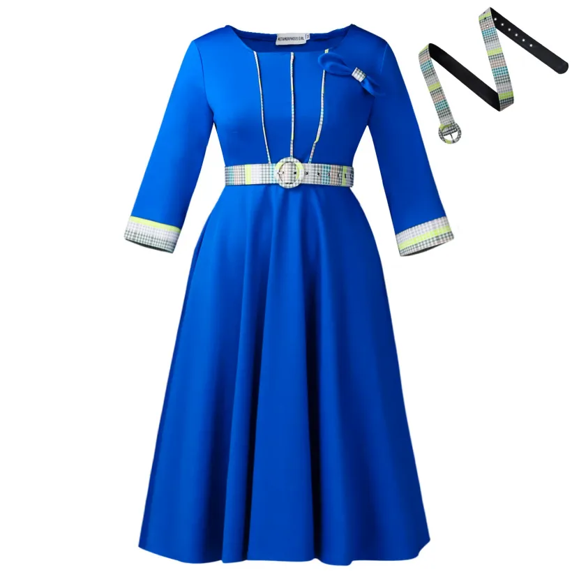 Elegant Womens African Dress Round Neck Color Block Design Fashionable Style Perfect for Parties