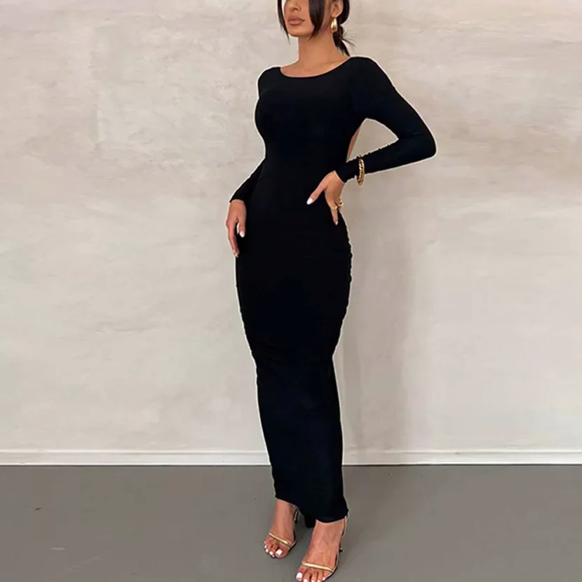 Elegant Backless Evening Dress Sexy Long Silhouette European and American Style Perfect for Part