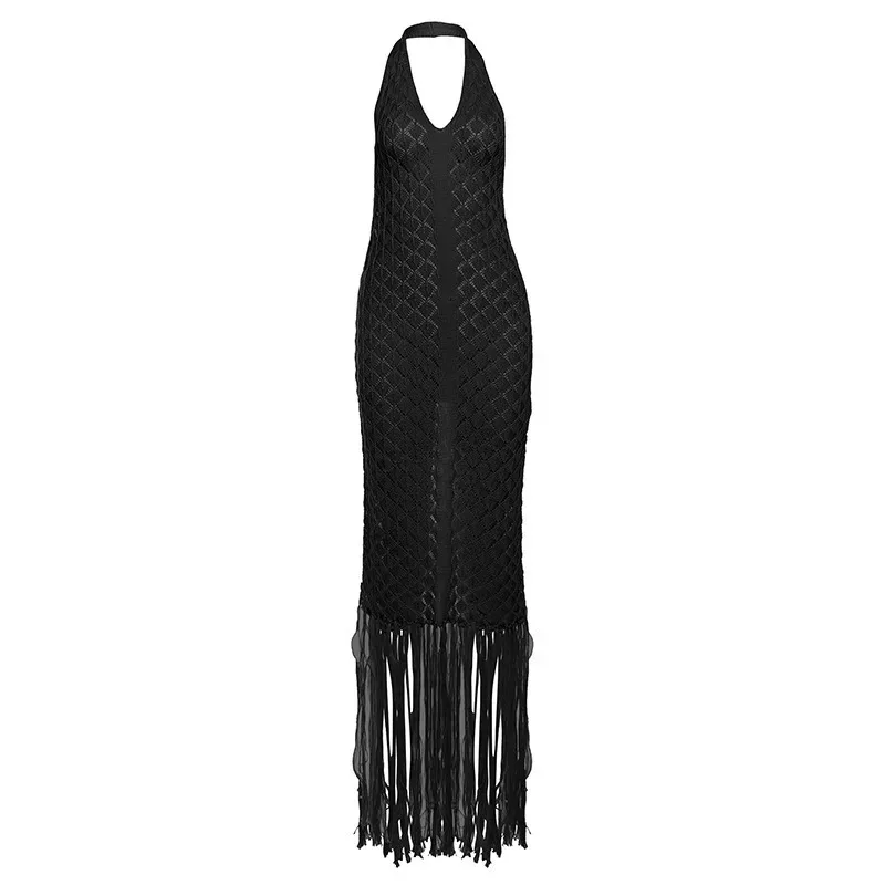 Summer Beach Dress Womens Sheer Knitted Fabric Sexy Solid Color Perfect for Vacation Wholesale A