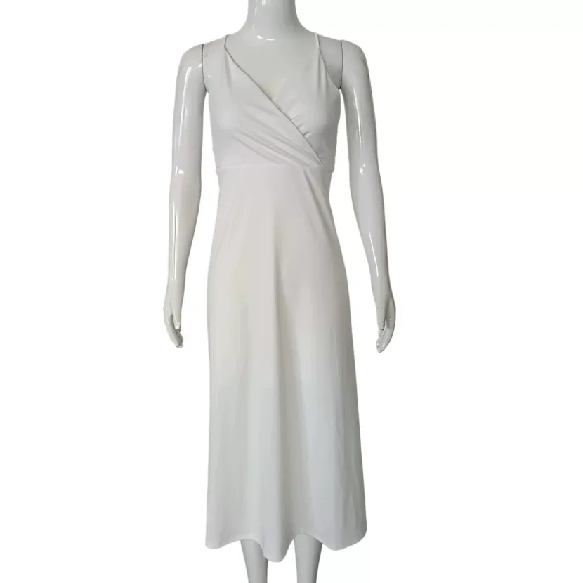 French Style Maxi Dress Elegant Spaghetti Straps Lightweight Fabric Summer Beachwear Wholesale A