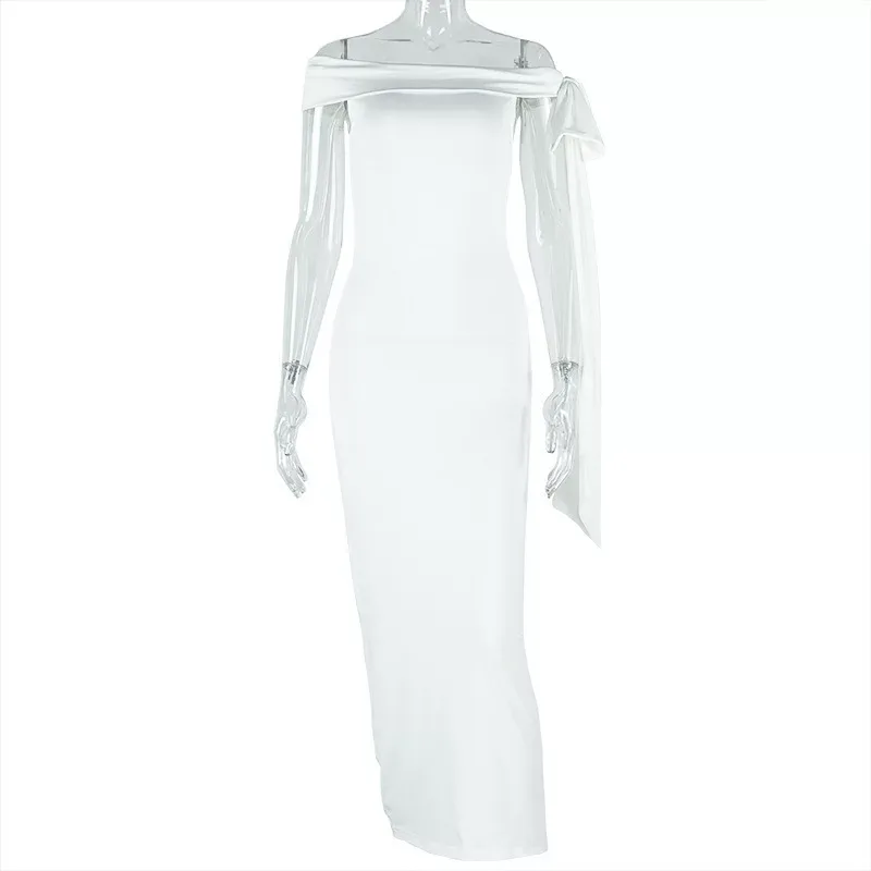 Elegant Bodycon Dress Ruffled Design Off Shoulder Neckline Adjustable Tie Perfect for Parties an
