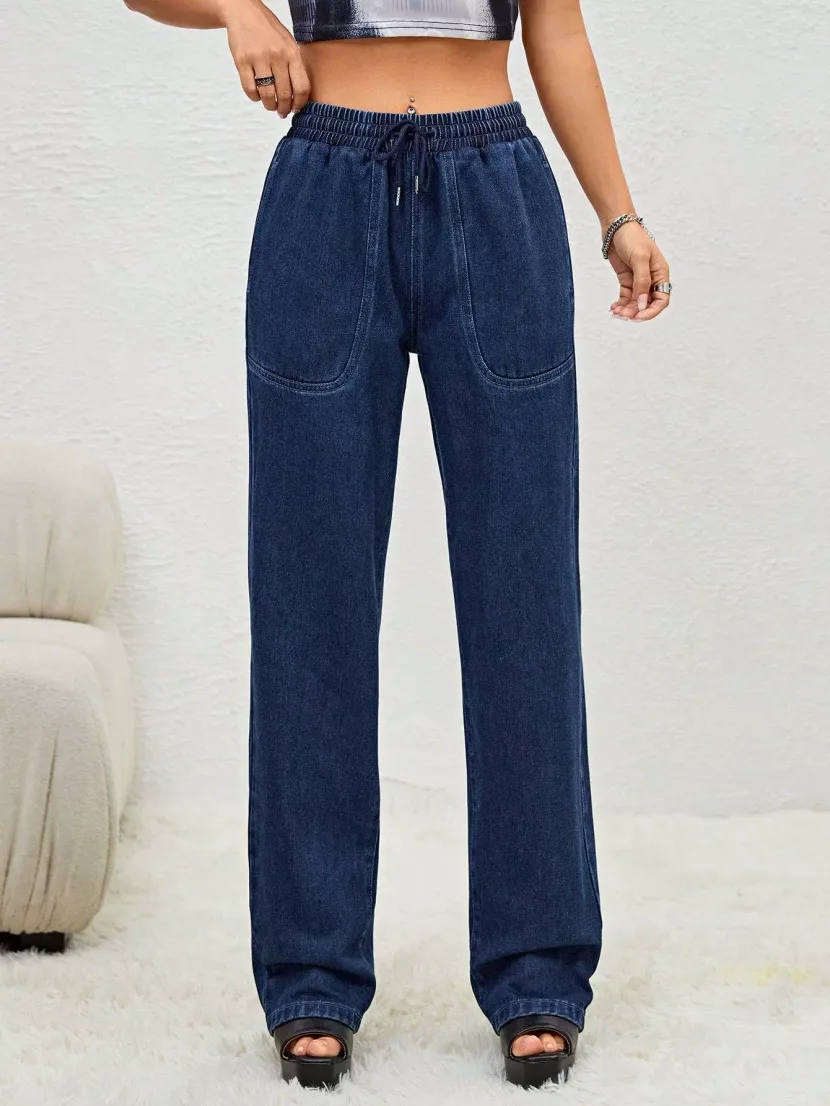 Womens Fashion Slim Fit Straight Leg Jeans New Style Comfortable Fabric Versatile for Casual Wea