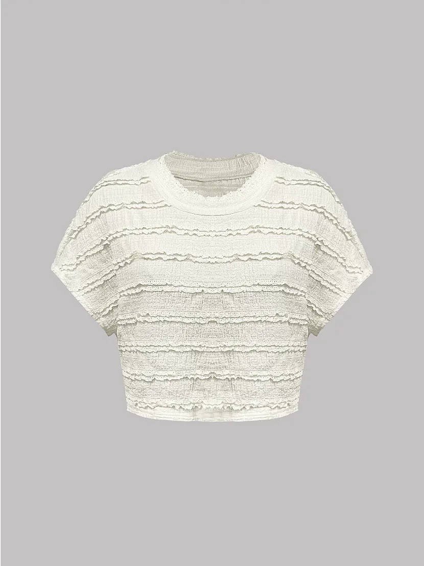 Lace Crochet Loose Fit T Shirt Round Neck Short Sleeve Elegant Design Casual Wear for Women Read