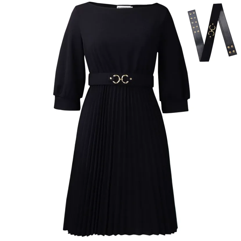 Elegant Womens African Dress Round Neck Three Quarter Sleeve Pleated Design Perfect for Parties