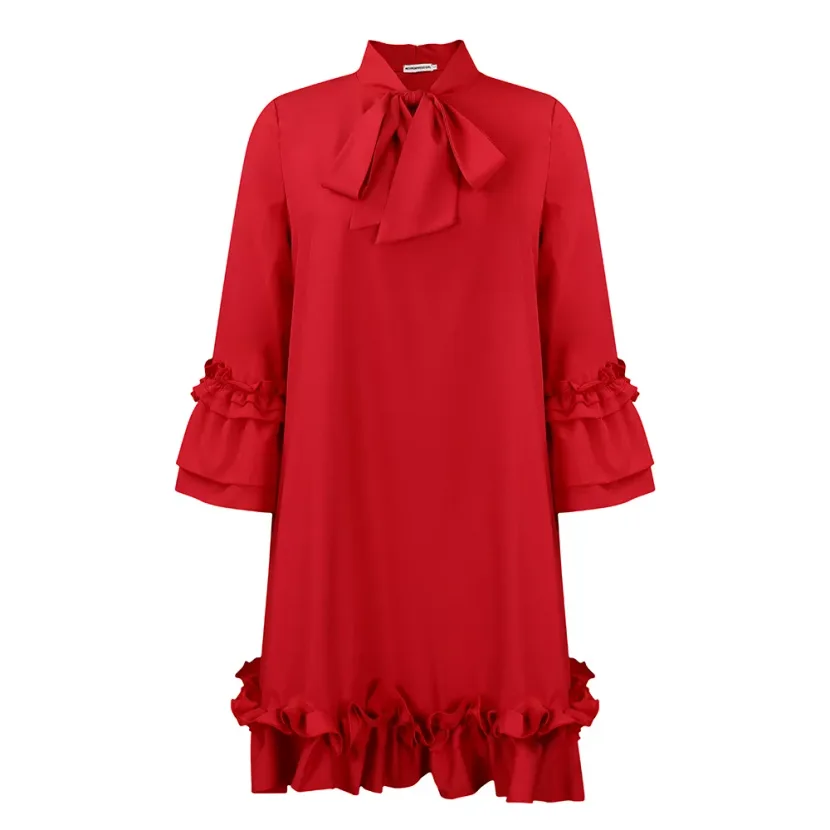 Plus Size Casual Dress Loose Fit Ruffle Sleeve Solid Color Perfect for Summer Outings Wholesale