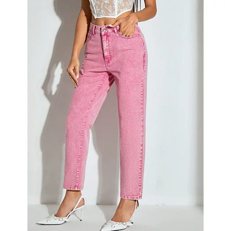 High Waisted Straight Leg Jeans Womens Fashion Casual Style European American Trends Wholesale A