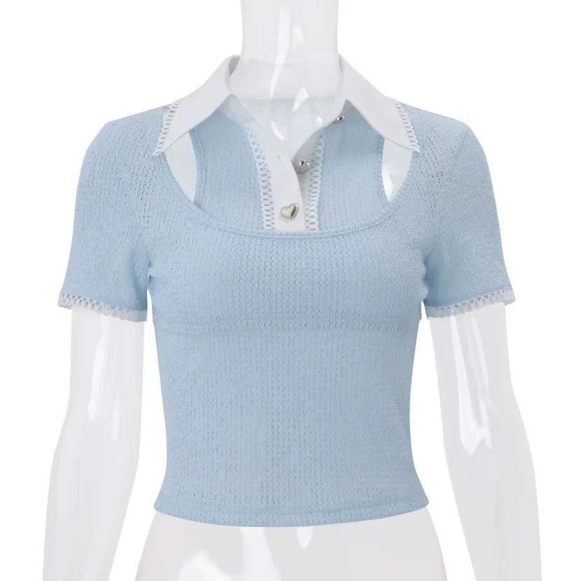Womens Summer Short Sleeve Blouse Stylish Slim Fit Versatile Elegant Perfect for Work and Casual