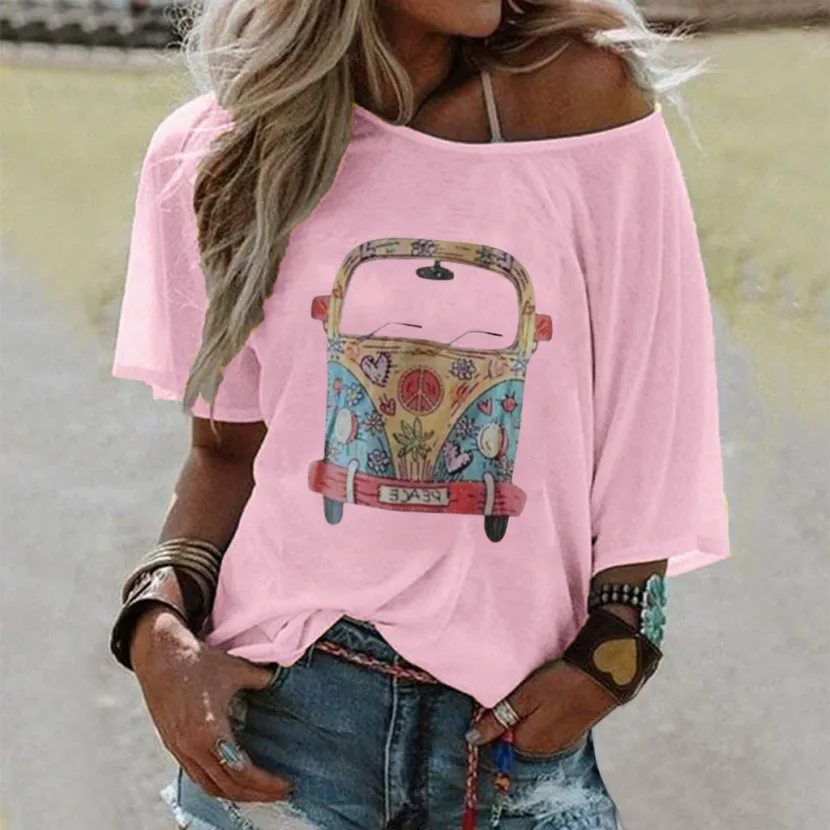 Womens Fashion Short Sleeve T Shirt Trendy Print Design Casual Wear for Everyday Use Wholesale A