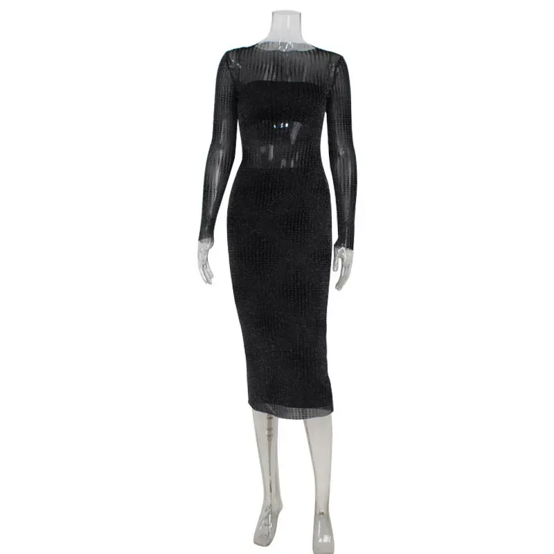 Womens Sexy Strapless Crop Top with High Waisted Bodycon Skirt and Fashionable Mesh Cover Up Tre