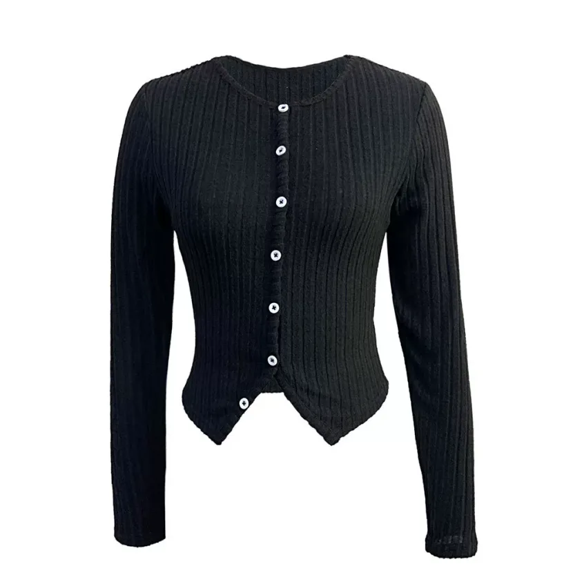 Womens Cropped Long Sleeve T Shirt Minimalist Style Chic Design Spring Summer Fashion Wholesale