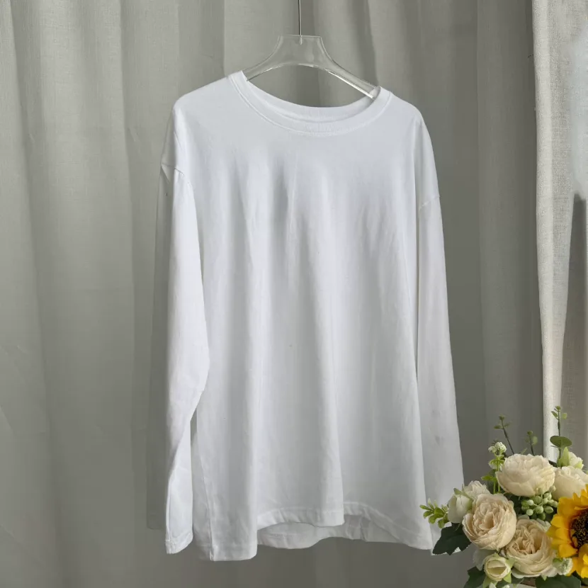 Womens Loose Fit Long Sleeve T Shirt Solid Color Round Neck 100 Cotton Spring Casual Wear Wholes