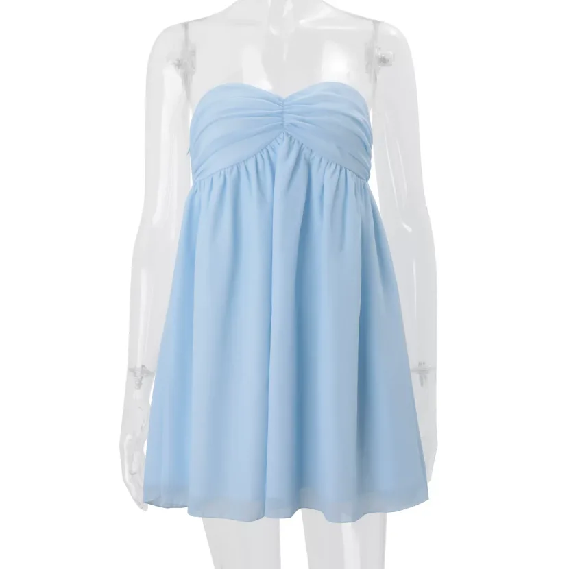 Off Shoulder Dress French Style Sweet and Gentle Loose Fit Solid Color Spring Fashion for Women
