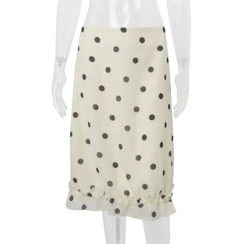 Womens Bodycon Midi Skirt Polka Dot Pattern Casual Summer Wear Available in Apricot Wholesale Sizes S M L