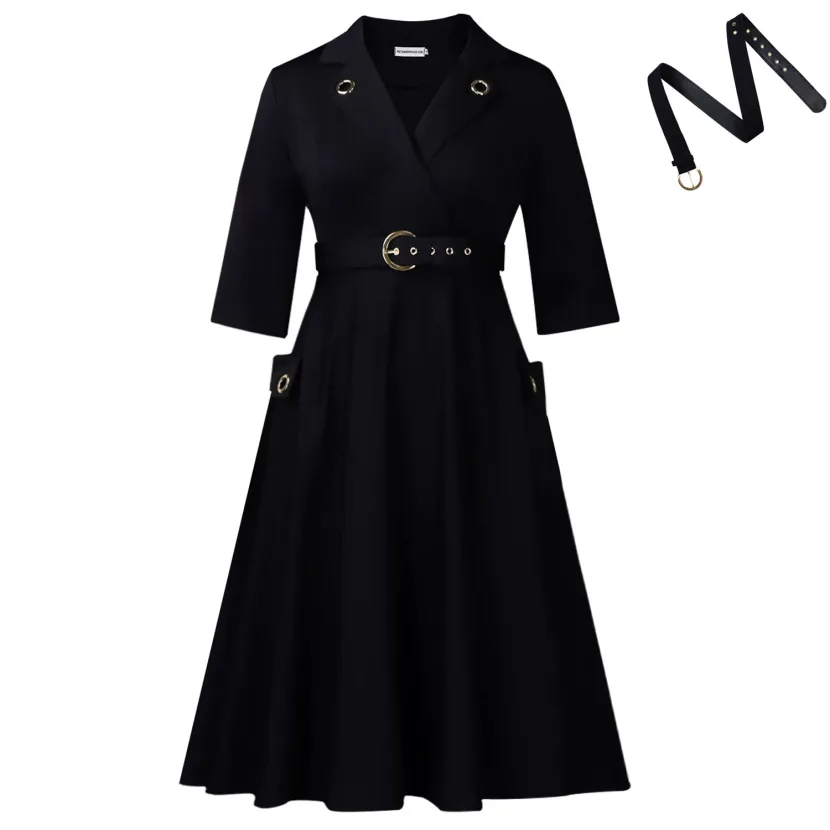 Elegant Plus Size African Dress High Waist Suit Collar Stylish Design Perfect for Formal Occasio