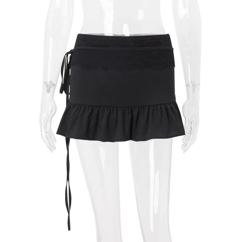 Womens Low Waist Bodycon Pleated Mini Skirt Black Summer Fashion custom packaging
