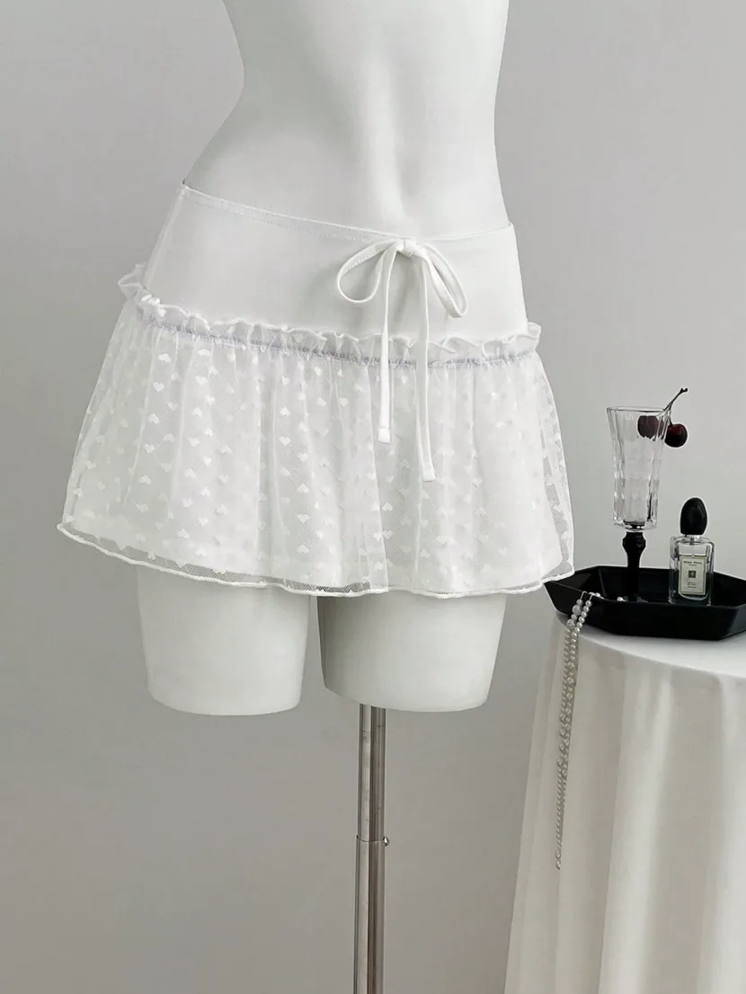Lace Mini Skirt Low Waist A Line Design Elegant Style Perfect for Parties and Casual Wear Ready