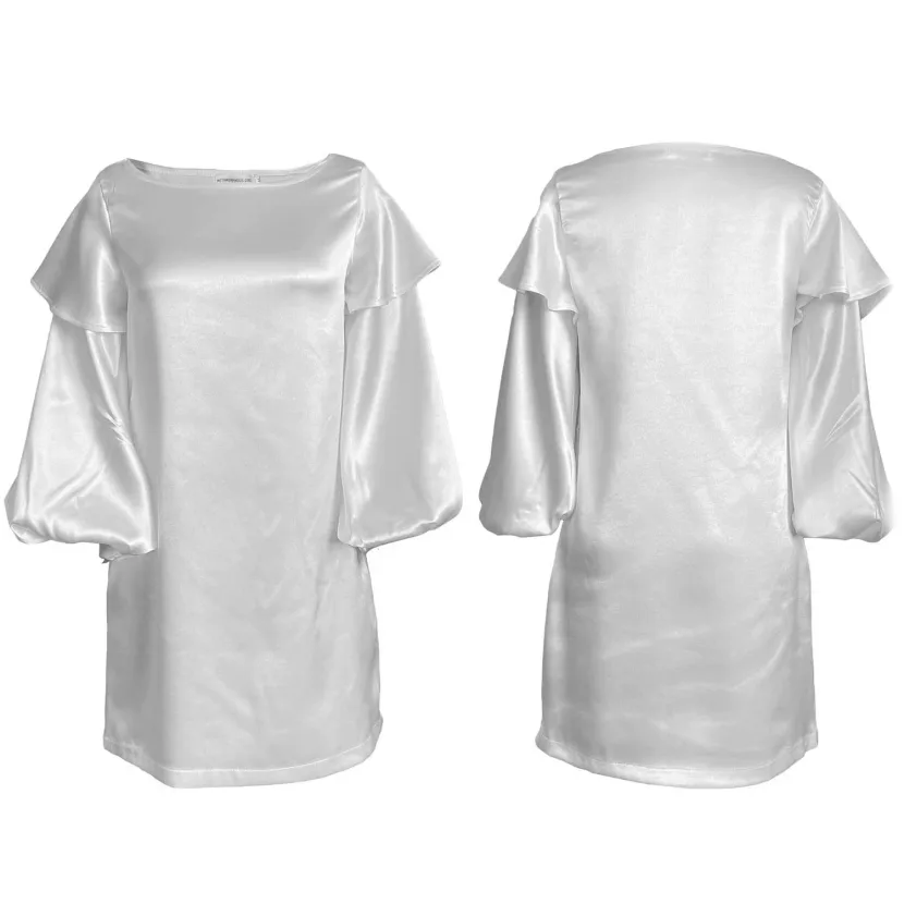 Plus Size Fashion Dress Loose Fit Puff Sleeves Stylish Design Autumn Wear for Moms Wholesale Ava