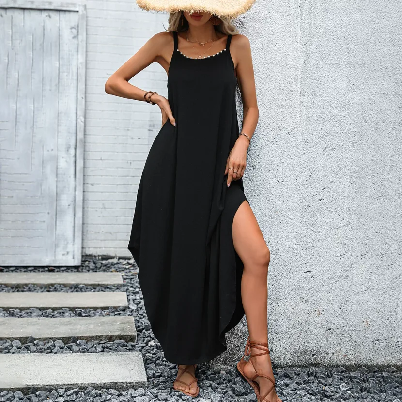 Casual Loose Solid Color Dress Sexy Comfortable Vacation Style Perfect for Summer Getaways Whole