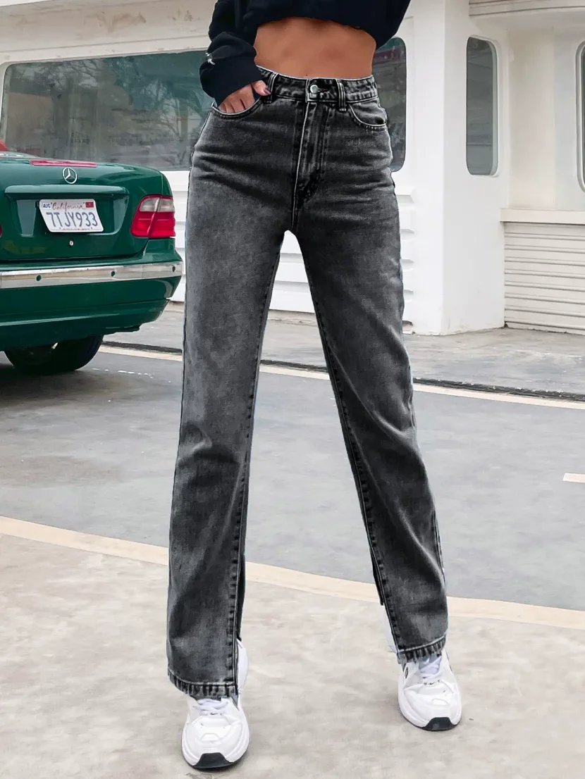 High Waisted Denim Trousers Fashionable Casual Versatile Spring Summer Womens Apparel Wholesale