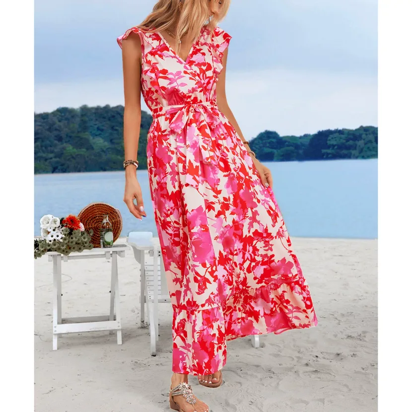 Casual Floral Midi Dress Elegant Design Comfortable Fit Trendy Style Perfect for Spring and Summ