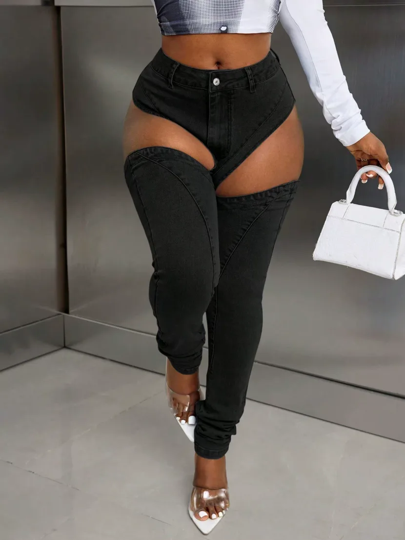 High Stretch Sexy Casual Hollow Out Womens Jeans Unique Design Trendy Style Comfortable Fit Whol