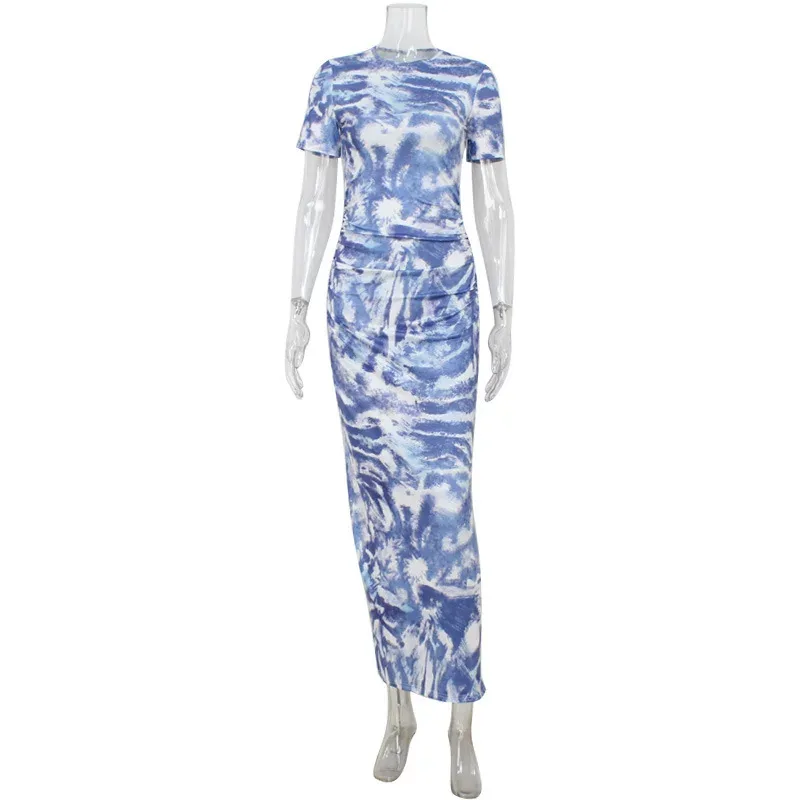 Bodycon Floral Print Short Sleeve Dress Slim Fit Comfortable Fabric Beach Vacation Style Wholesa