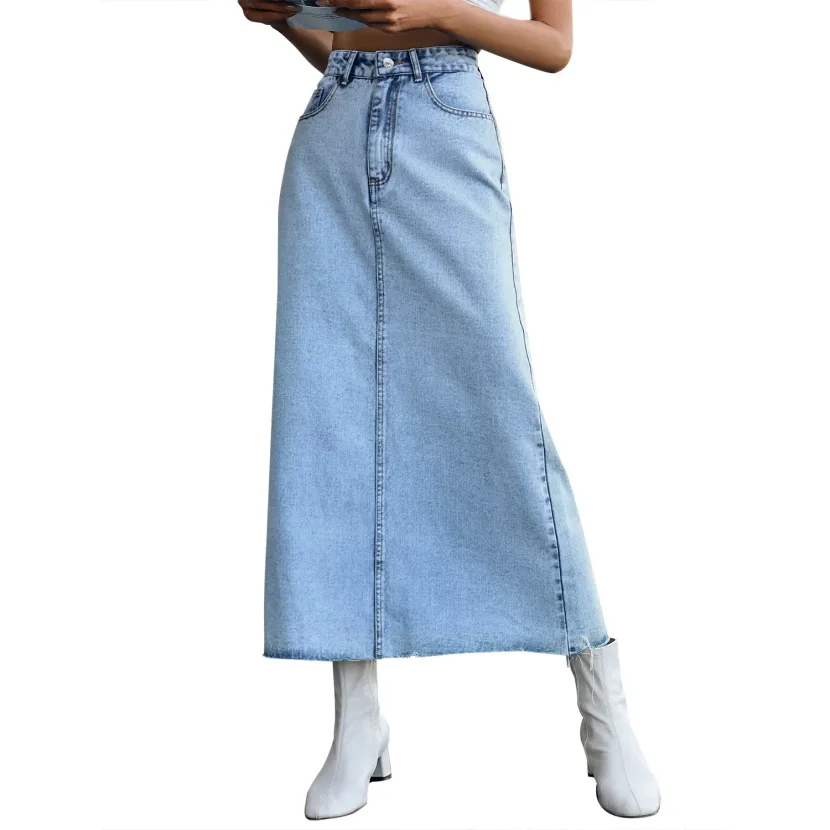 High Waisted A Line Denim Skirt Slim Fit Casual Style Versatile for Everyday Wear Wholesale Avai