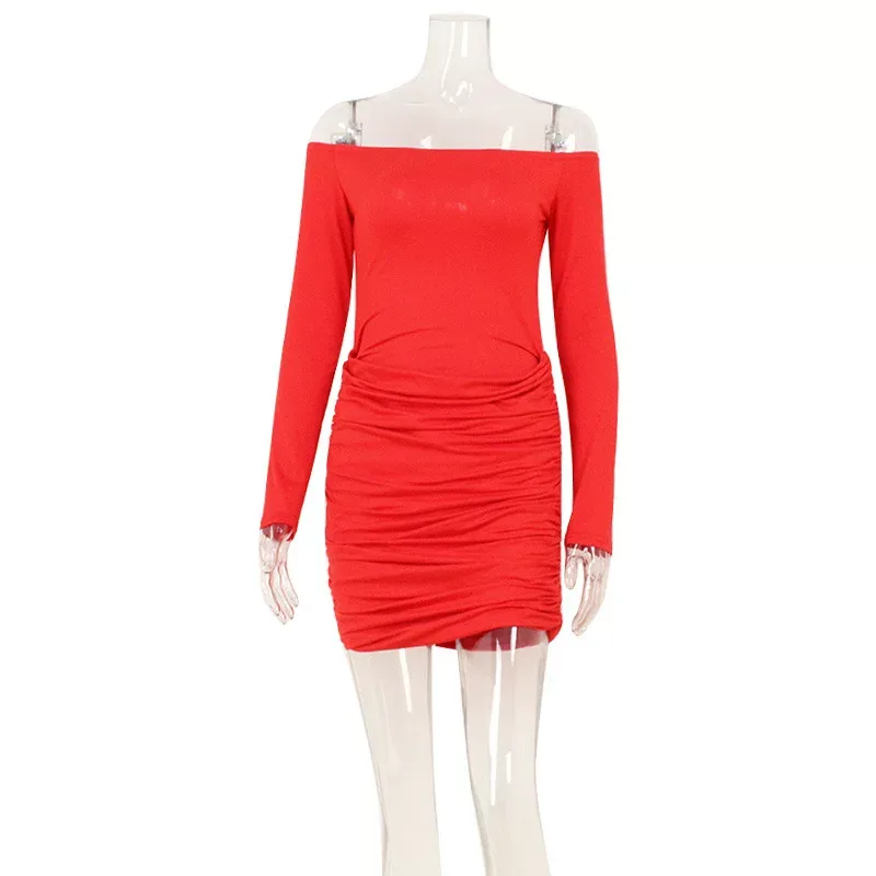 Off Shoulder Bodycon Dress Waist Defining Elegant Style Short Length Perfect for Parties and Spe