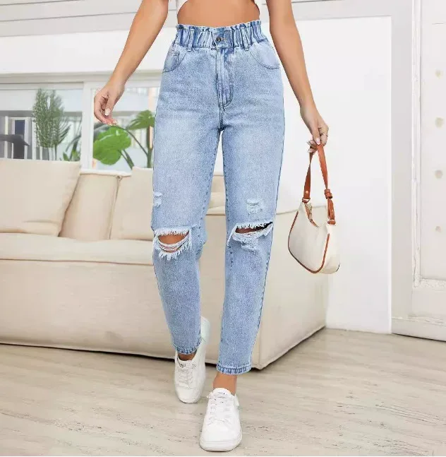 Womens Distressed Straight Leg Jeans Slim Fit Trendy Style Casual Wear Wholesale Available bulk