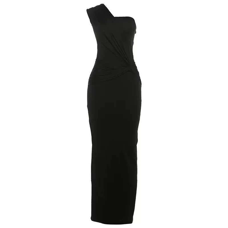 Off Shoulder Bodycon Dress Sexy Hollow Out Color Block Design Slim Fit Autumn Winter Fashion Who