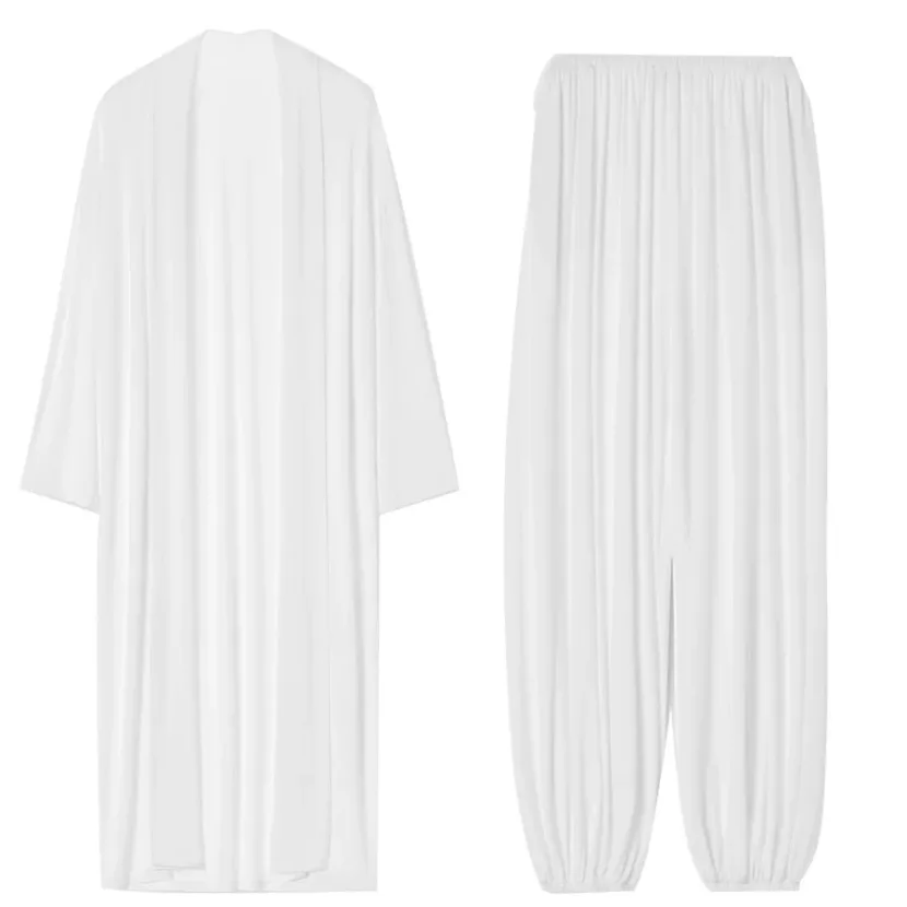Chic Oversized Sheer Cardigan and Mini Skirt Set Relaxed Fit Long Pants Casual Style Perfect for