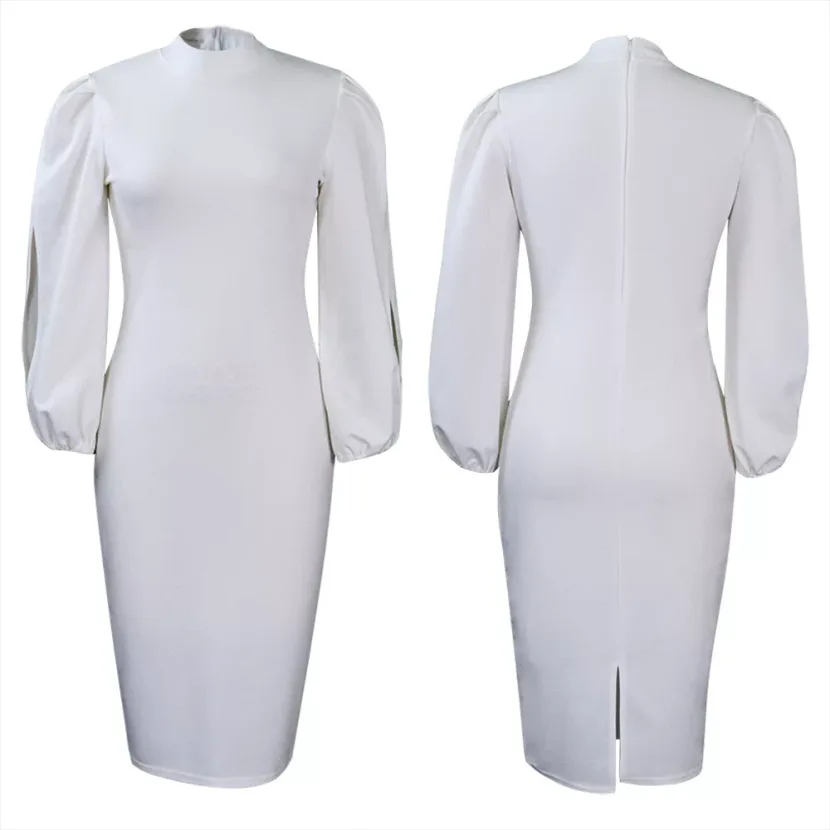 Plus Size Womens Dress Solid Color Elegant Style Fashionable Design Autumn Winter Collection Who