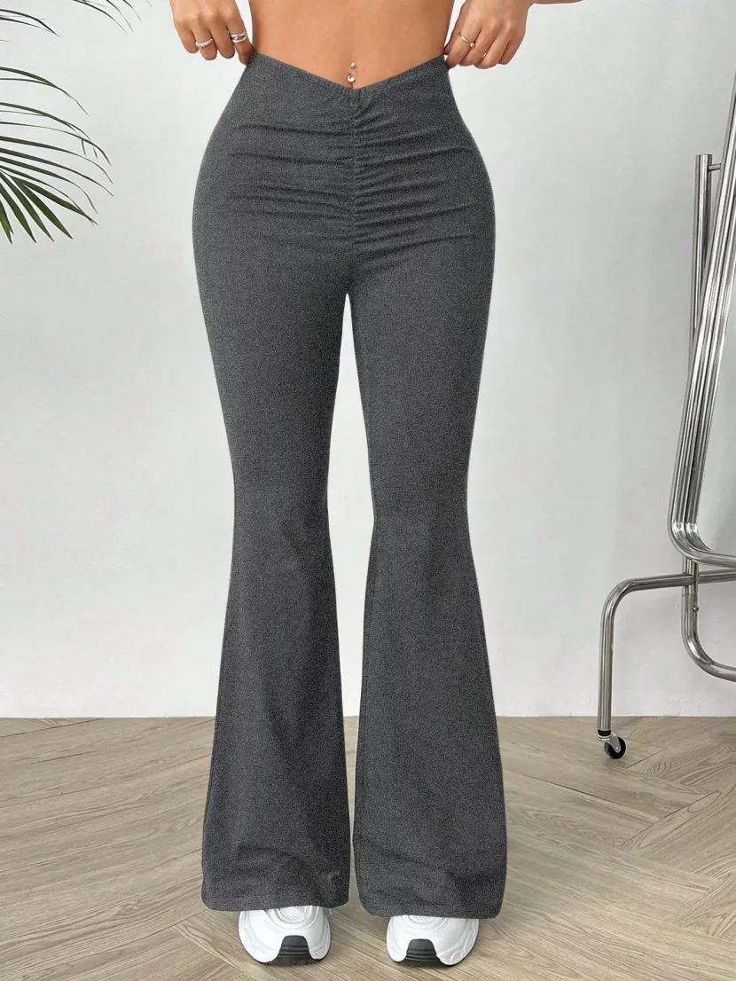High Waisted V Neck Slim Fit Stretch Flare Pants Womens Casual Trousers Perfect for Everyday Wear Ready to Ship High Waisted V Neck Slim Fit Stretch Flare Pants Womens Casual Trousers Perfect for Everyday Wear Ready to Ship