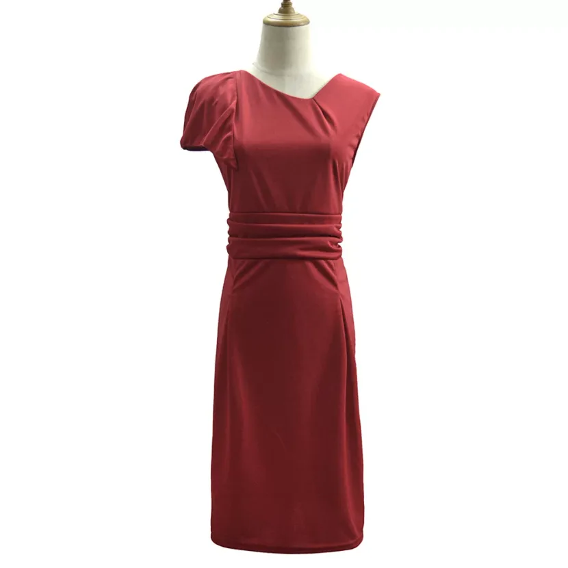 Ruffled Sleeve Bodycon Dress Pencil Fit Pleated Detail Elegant Style Perfect for Evening Events