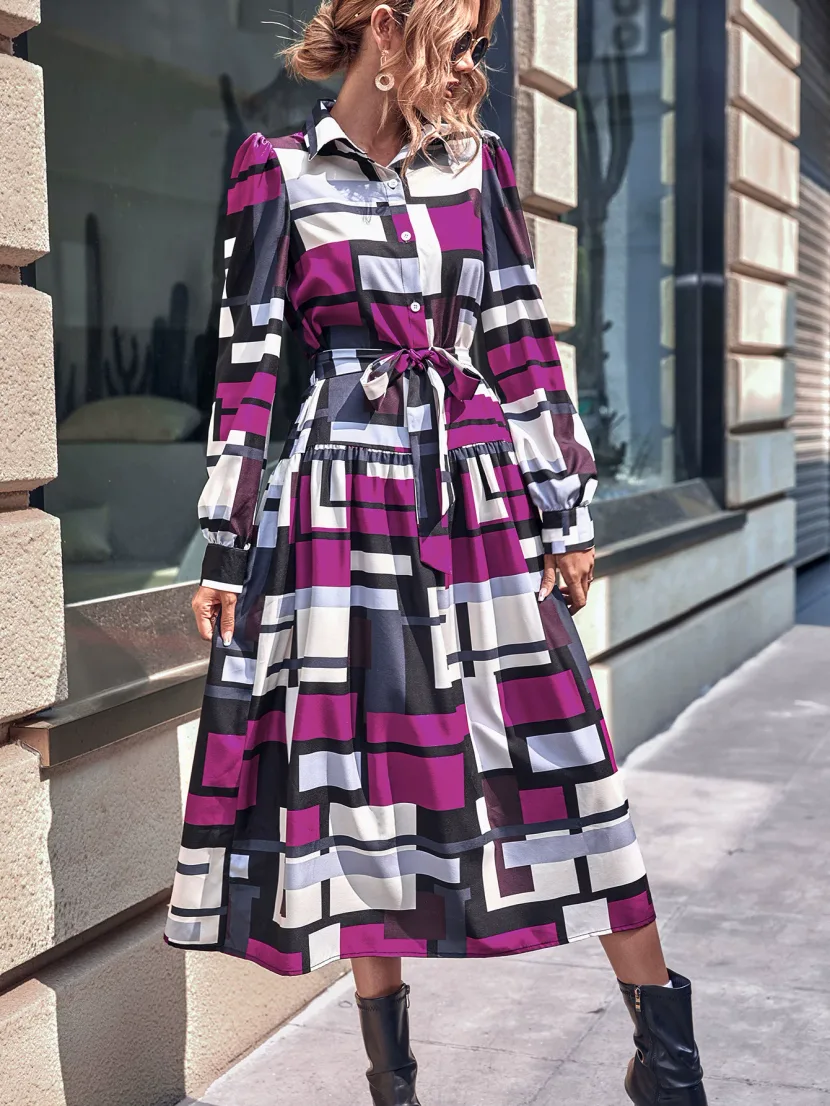 Elegant Long Sleeve Dress Chic Design Comfortable Fabric Versatile Style Perfect for Parties or